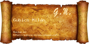 Gubics Milán névjegykártya